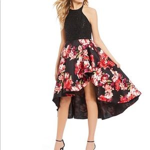 Gorgeous black/ floral high- low dress